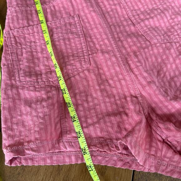 BDG Urban Outfitters Sadie Linen Blend Shortalls Overall Shorts Pink Sz Sml Boho - Picture 13 of 15